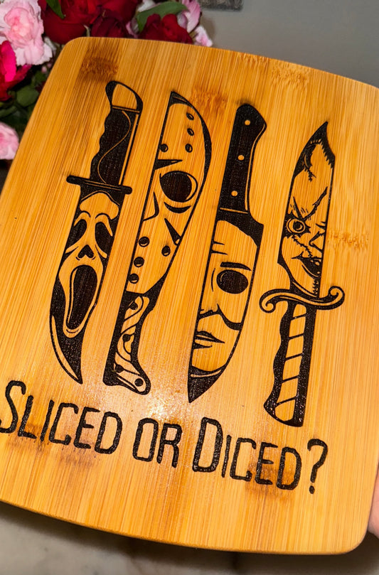 Sliced or diced engraved cutting board