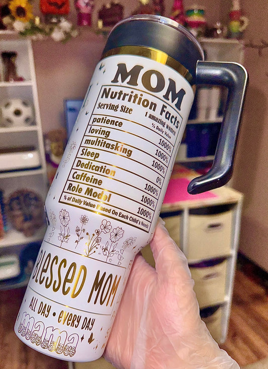 Mom gold engraved tumbler