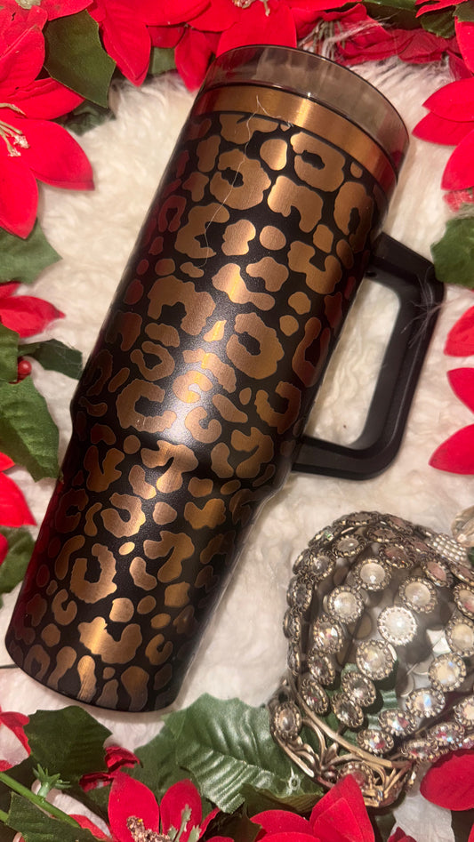 30oz cheetah print engraved tumbler