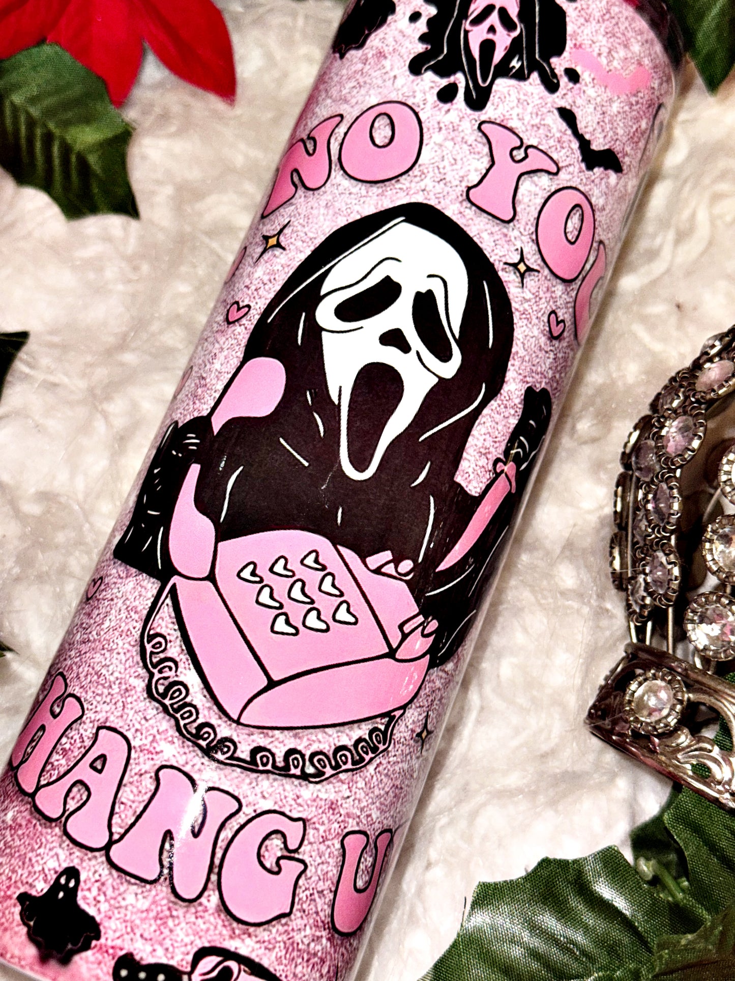 20oz pink horror sublimation tumbler