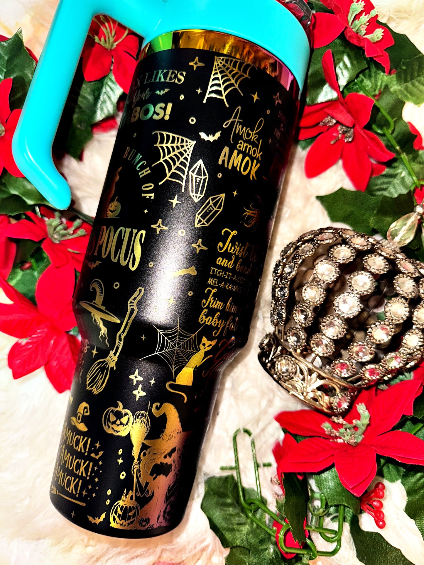 40oz witch sisters rainbow engraved tumbler