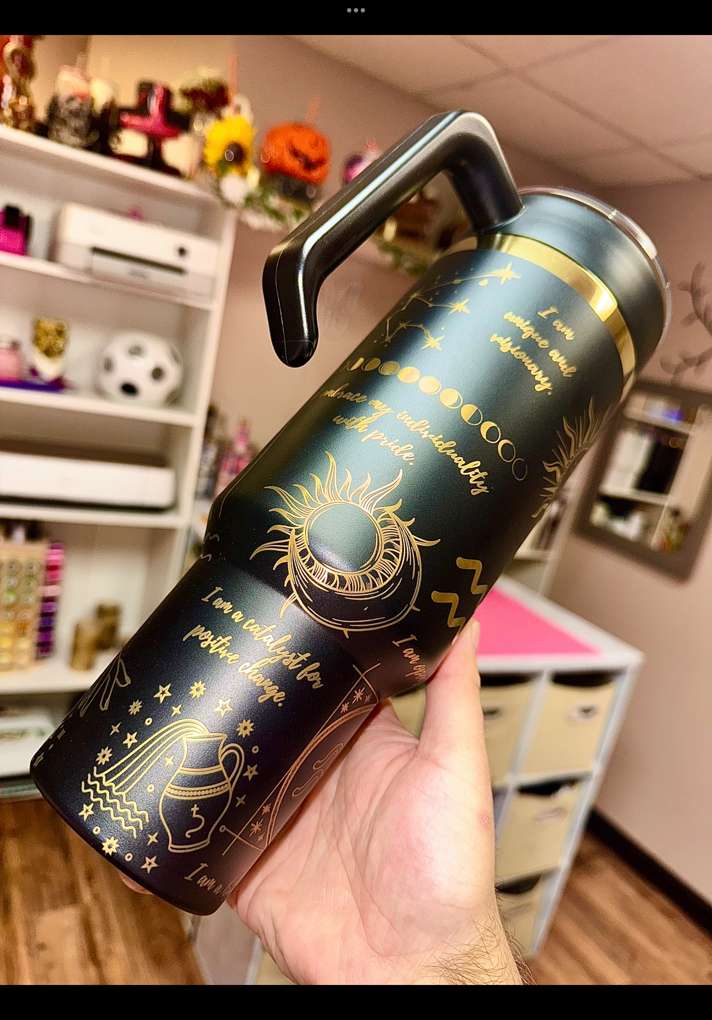 40oz Zodiac gold engraved tumbler
