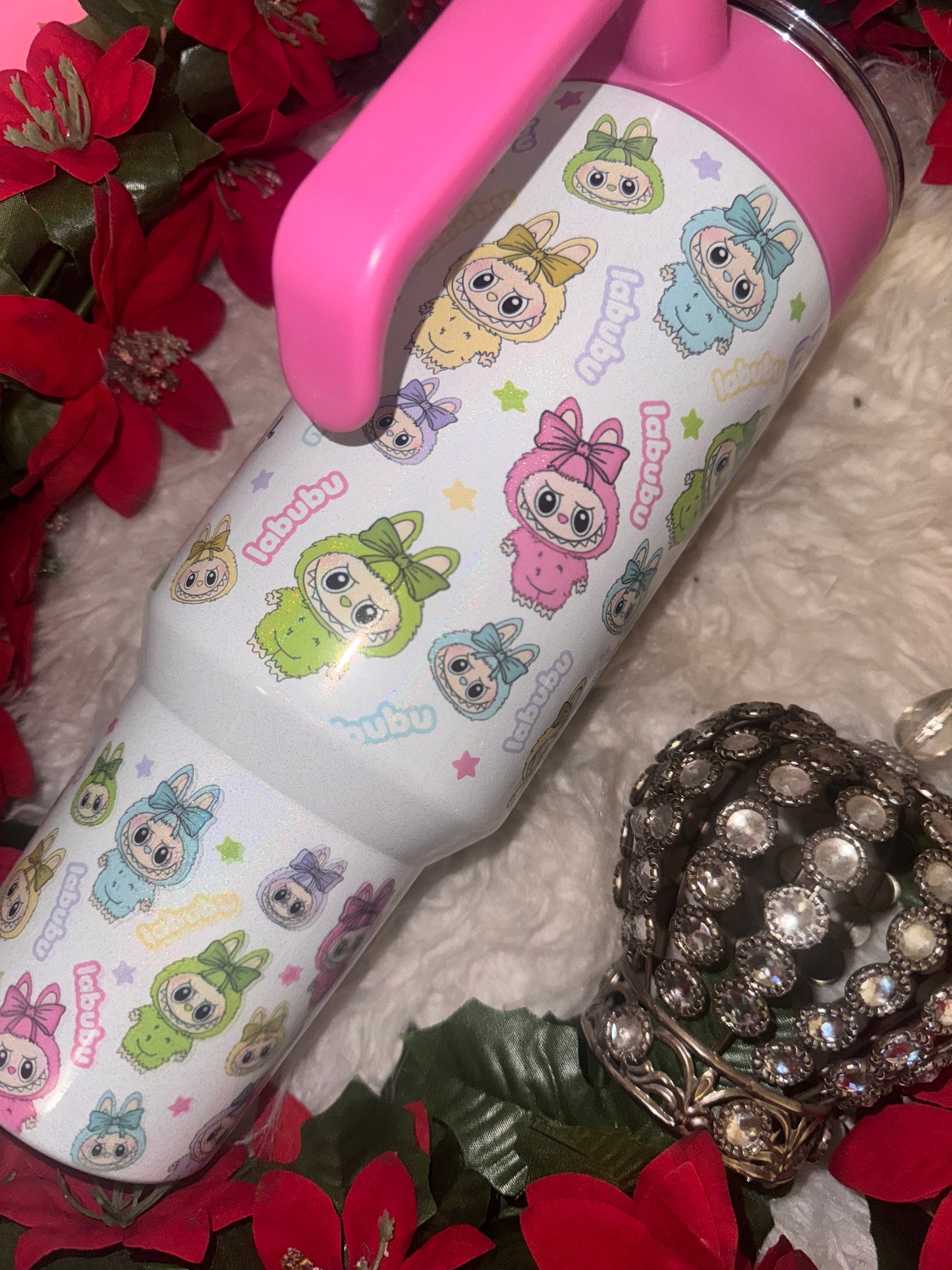40oz cute monsters shimmer sublimation tumbler