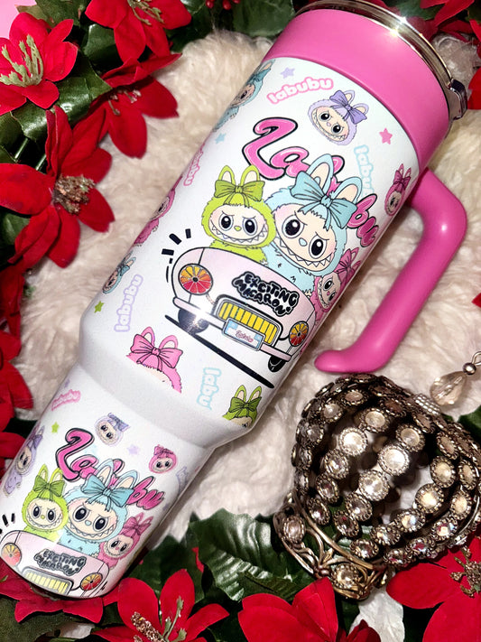 40oz cute monsters shimmer sublimation tumbler