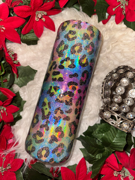 20oz holographic cheetah ready to ship tumbler
