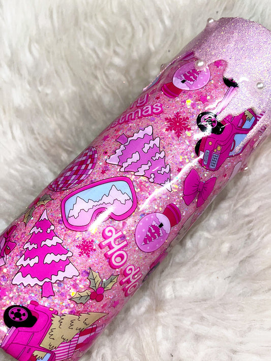 20oz drip pink Christmas ready to ship tumbler