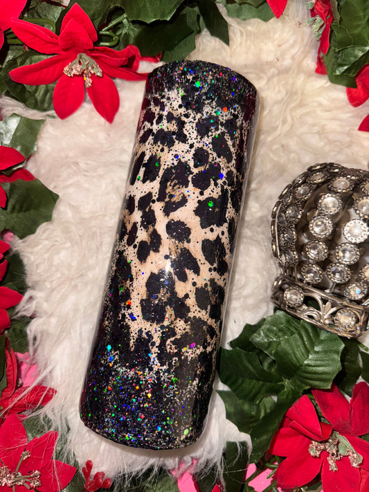 20oz black cheetah ready to ship tumbler