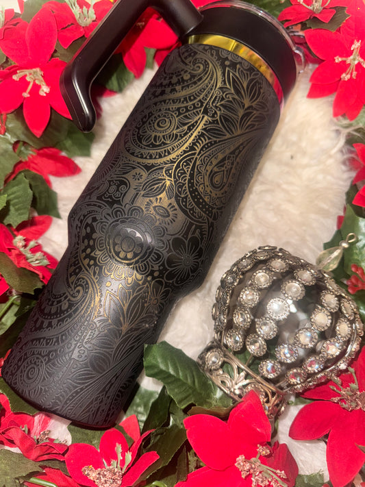 40oz boho rainbow engraved tumbler