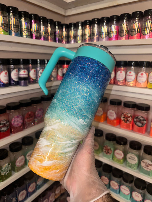 40oz beach tumbler with handle & straw