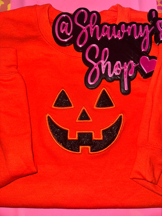 Pumpkin glitter embroidered sweater top
