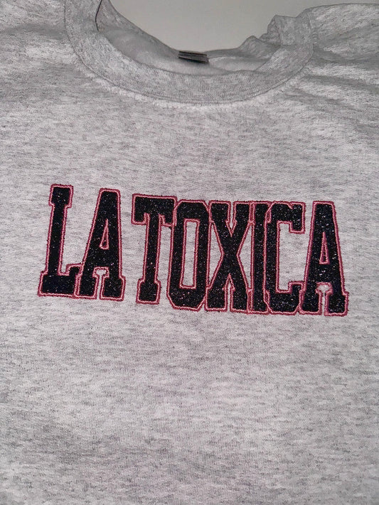 LA TOXICA glitter embroidered sweater top