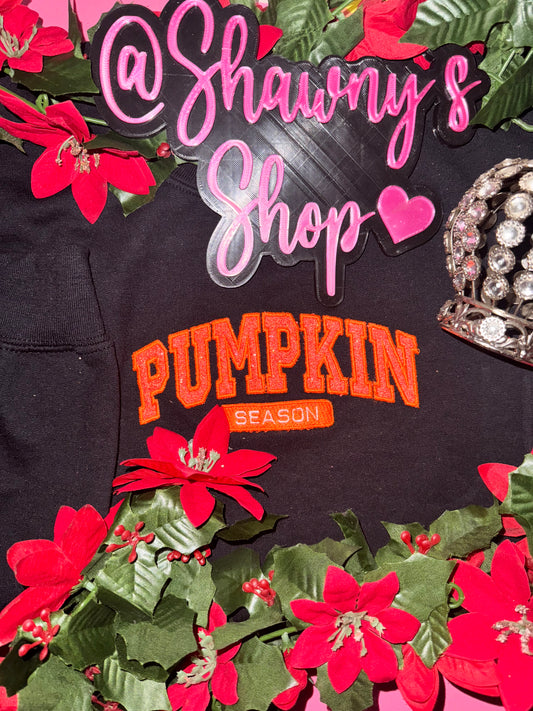 Pumpkin season glitter embroidered sweater top