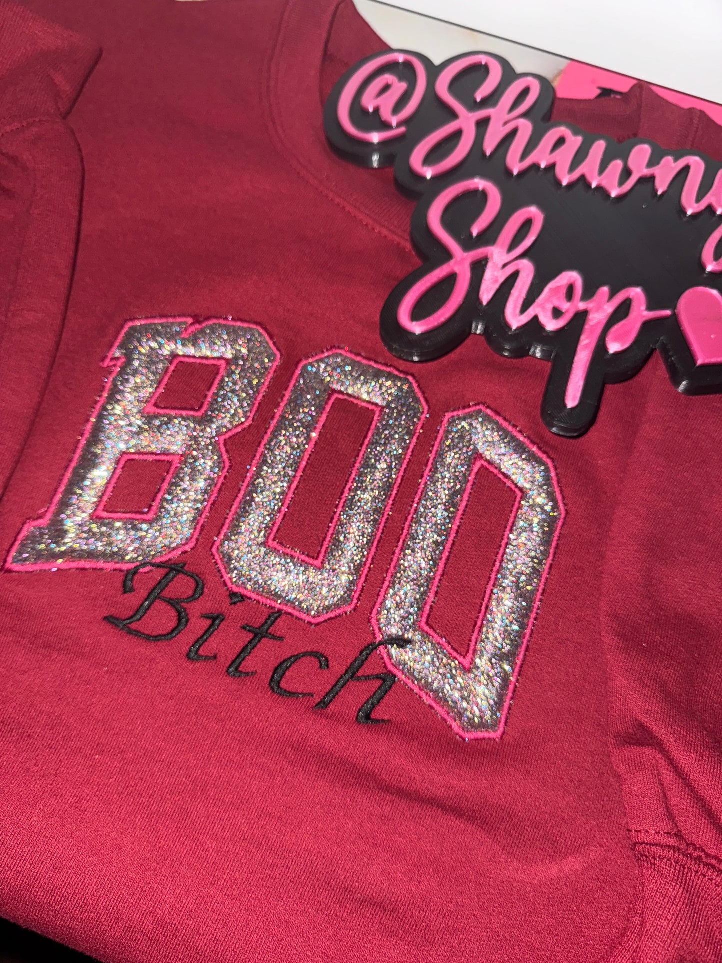 BOO b glittered embroidered sweater top