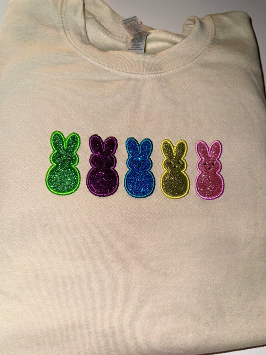 PEEPS glitter embroidered sweater top