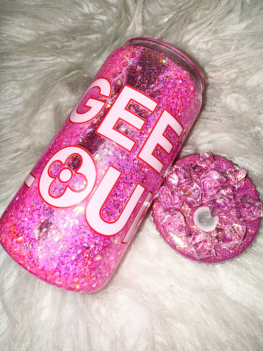 GEEZ LOUIZ ready to ship snow globe glass can w/ matching lid and silicone bottom