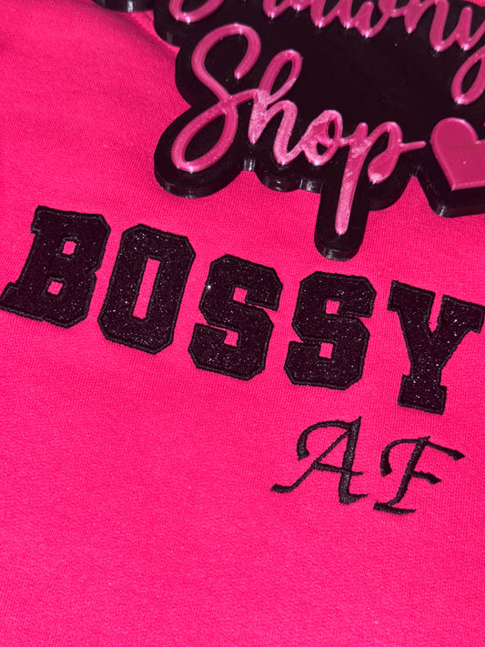 Embroidered glitter BOSSY AF sweater top
