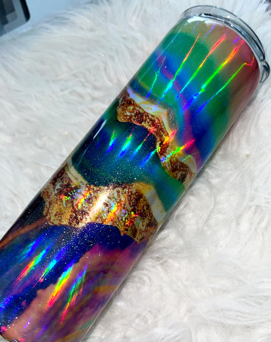 Holographic ready to ship tumbler
