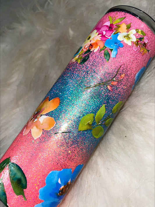 Floral ombré ready to ship tumbler